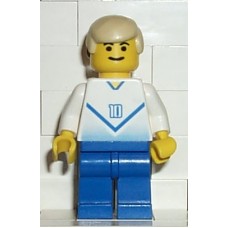 soc084 Soccer Player White-Blue Team with shirt 10 